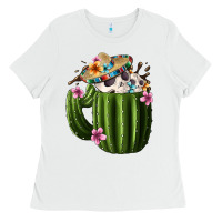 White day of the dead mexican cactus Ladies Tee - FaDigitalArtStudio