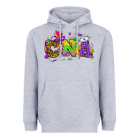 Heather Grey Mardi Gras CNA Nurse Heavyweight Hoodie - HowdyJamesFarm