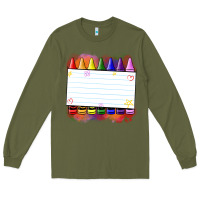 Army Green crayons add your text Long Sleeve Tee - NancyCooperArtShop