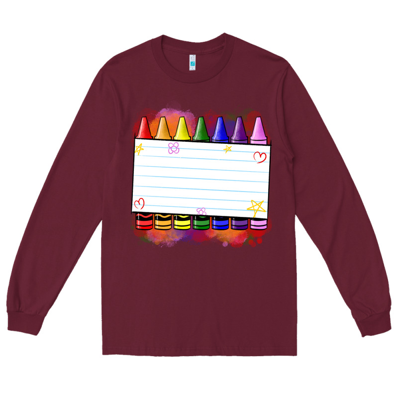 Crayons Add Your Text Long Sleeve Tee by NancyCooperArtShop | Teevron