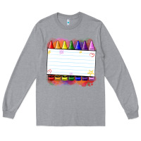 Heather Grey crayons add your text Long Sleeve Tee - NancyCooperArtShop