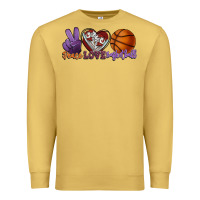 Antique Gold Peace love Basketball Premium Sweatshirt - HowdyJamesFarm