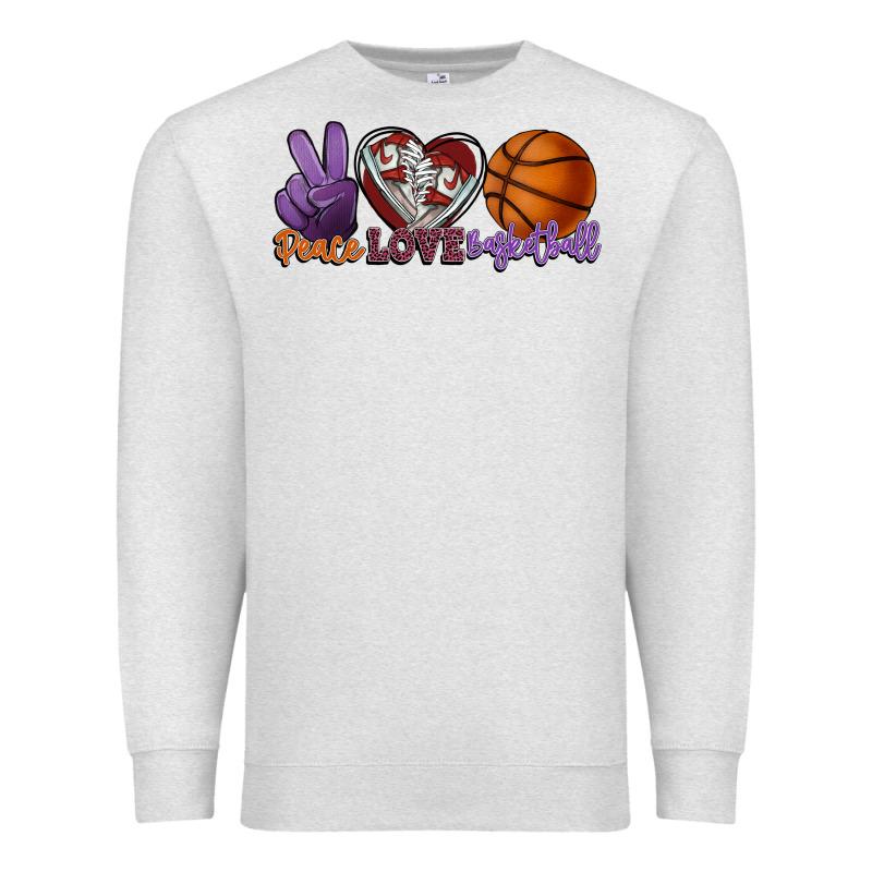 Peace Love Basketball Premium Sweatshirt by HowdyJamesFarm | Teevron