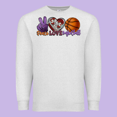 Peace Love Basketball Premium Sweatshirt Designed By Howdyjamesfarm