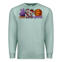 Seafoam Peace love Basketball Premium Sweatshirt - HowdyJamesFarm