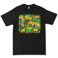 Black mardi gras fleur de lis and leopard background Premium Tee - AdoDesignShop