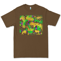 Cacao mardi gras fleur de lis and leopard background Premium Tee - AdoDesignShop