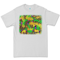 Dove Grey mardi gras fleur de lis and leopard background Premium Tee - AdoDesignShop