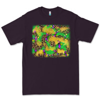 Plum mardi gras fleur de lis and leopard background Premium Tee - AdoDesignShop