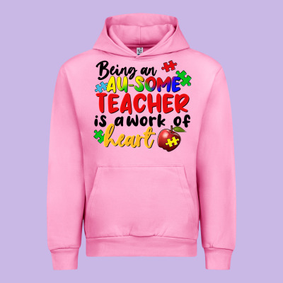 Being An Au Some Teacher Is A Work Of The Heart Urban Hoodie Designed By Fadigitalartstudio
