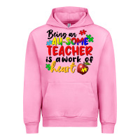 Fuchsia Pink being an au some teacher is a work of the heart Urban Hoodie - FaDigitalArtStudio