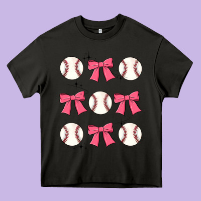 Baseball Coquette Bow Heavy Core Tee Designed By Jahusdesignshop