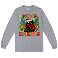 Heather Grey meowy christmas black cat Long Sleeve Tee - MaliasSmallBusiness