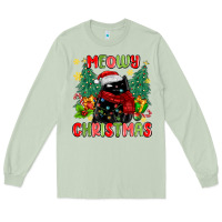 Matcha meowy christmas black cat Long Sleeve Tee - MaliasSmallBusiness