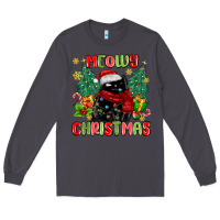 Smoke meowy christmas black cat Long Sleeve Tee - MaliasSmallBusiness