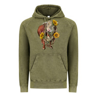 Vintage Olive hereford bull rope and sunflowers Vintage Hoodie - LillyAllenDesigns