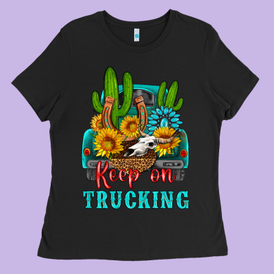 Keep On Trucking With Western Truck Ladies Tee Designed By Hra Design Shop