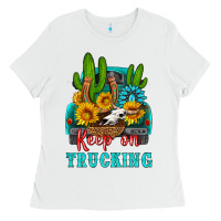 White keep on trucking with western truck Ladies Tee - HRA Design Shop