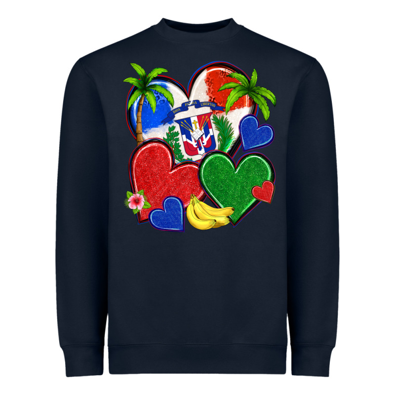 Dominican Repuclic Hearts Heavyweight Sweatshirt by NancyCooperArtShop | Teevron