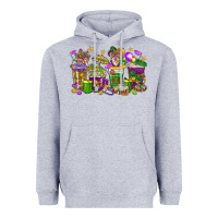 Heather Grey Mardi Gras coffee cups Heavyweight Hoodie - HowdyJamesFarm
