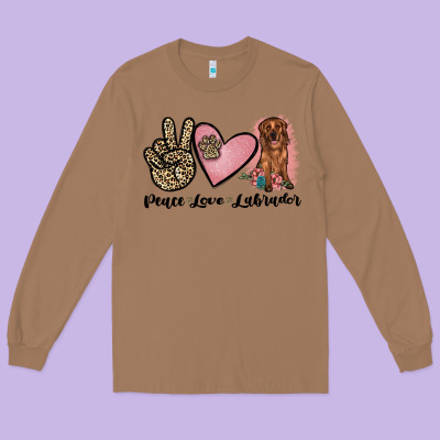 Peace Love Labrador Long Sleeve Tee Designed By Jahusdesignshop