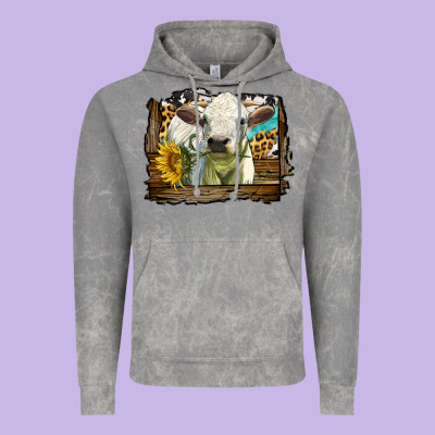 Charolais Heifer With Western Background Vintage Hoodie Designed By Lillyallendesigns