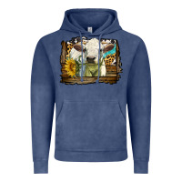 Vintage Denim charolais heifer with western background Vintage Hoodie - LillyAllenDesigns