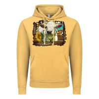 Vintage Mustard charolais heifer with western background Vintage Hoodie - LillyAllenDesigns