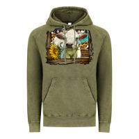 Vintage Olive charolais heifer with western background Vintage Hoodie - LillyAllenDesigns