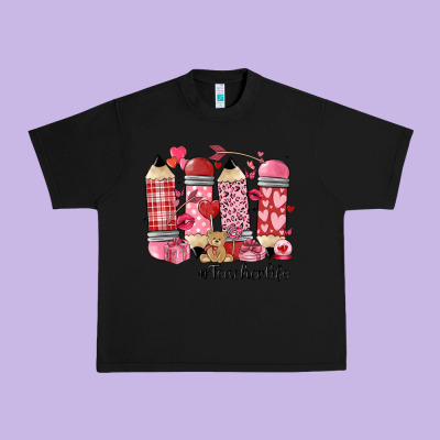 Valentines Day Teacher Life Urban Heavy Tee Designed By Maliassmallbusiness