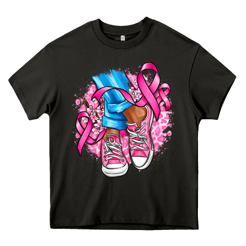 Cancer Ribbon Pink Converse And Flowers Heavy Core Tee by AdoDesignShop | Teevron