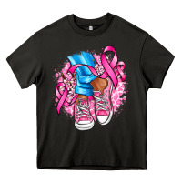 Asphalt cancer ribbon pink converse and flowers Heavy Core Tee - AdoDesignShop