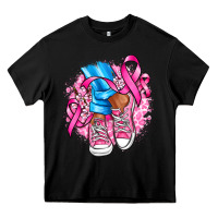 Black cancer ribbon pink converse and flowers Heavy Core Tee - AdoDesignShop