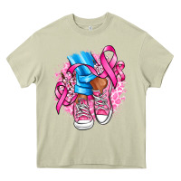 Mossy cancer ribbon pink converse and flowers Heavy Core Tee - AdoDesignShop