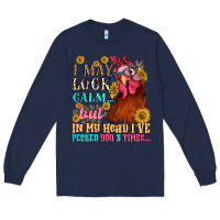 Navy i may look calm but in my head i pecked you three Long Sleeve Tee - NancyCooperArtShop