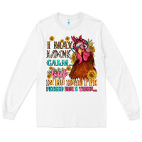 White i may look calm but in my head i pecked you three Long Sleeve Tee - NancyCooperArtShop