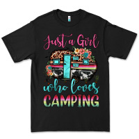 Black just a girl who loves camping Premium Tee - JahusDesignShop