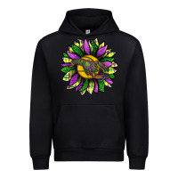 Black Mardi Gras Sunflower With Crawfish Urban Hoodie - BundleAndBundleShop
