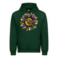 Forest Green Mardi Gras Sunflower With Crawfish Urban Hoodie - BundleAndBundleShop