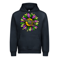 Navy Mardi Gras Sunflower With Crawfish Urban Hoodie - BundleAndBundleShop