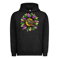 Pigment Black Mardi Gras Sunflower With Crawfish Urban Hoodie - BundleAndBundleShop