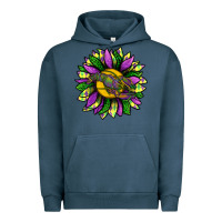 Pigment Midnight Navy Mardi Gras Sunflower With Crawfish Urban Hoodie - BundleAndBundleShop