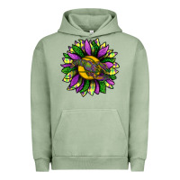 Pigment Oil Green Mardi Gras Sunflower With Crawfish Urban Hoodie - BundleAndBundleShop