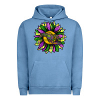 Pigment Pebble Blue Mardi Gras Sunflower With Crawfish Urban Hoodie - BundleAndBundleShop
