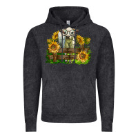 Vintage Black charolais heifer with sunflowers Vintage Hoodie - LillyAllenDesigns