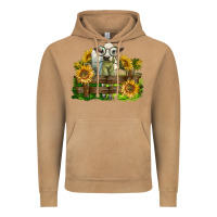 Vintage Camel charolais heifer with sunflowers Vintage Hoodie - LillyAllenDesigns