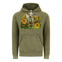 Vintage Olive charolais heifer with sunflowers Vintage Hoodie - LillyAllenDesigns