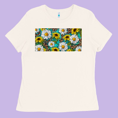 Sunflower And Daisy With Leopard Ladies Tee Designed By Ranaportraitstore
