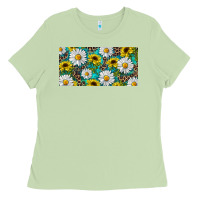 Matcha Sunflower And Daisy With Leopard Ladies Tee - RanaPortraitStore