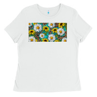 White Sunflower And Daisy With Leopard Ladies Tee - RanaPortraitStore